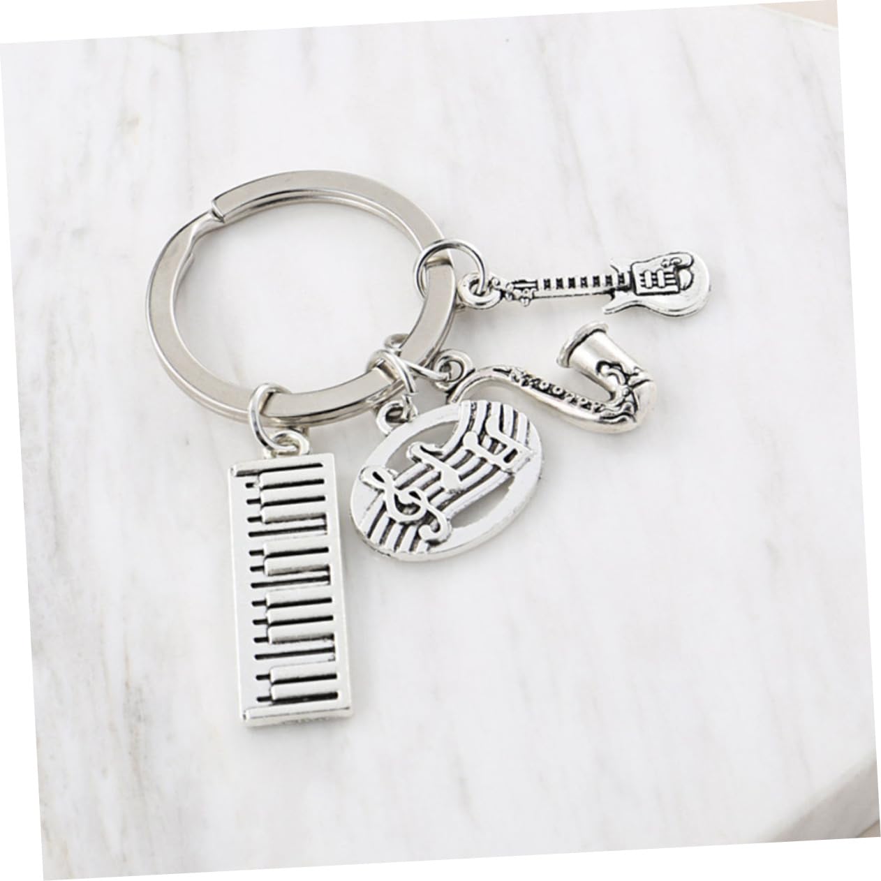BESPORTBLE Llavero De Musica Simple Musical Llaves Acortar Cadenas Anillo De Llave De Aleación Decoración De Llavero De Mochila Escolar Colgante De Llave Decoración Plata
