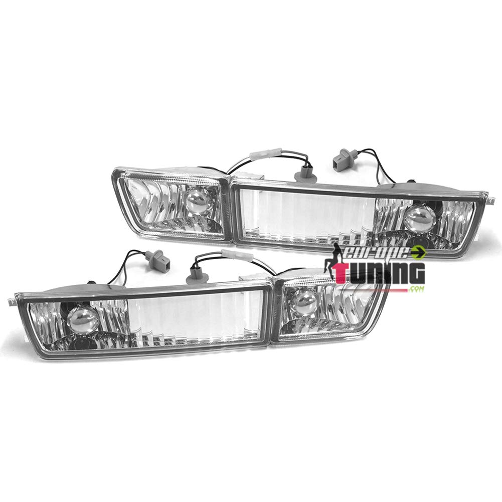 EUROPETUNING - 03899 - BLOCS CLIGNOTANTS CHROMÉS AVEC ANTI BROUILLARD COMPATIBLE AVEC VW VOLKSWAGEN GOLF 3