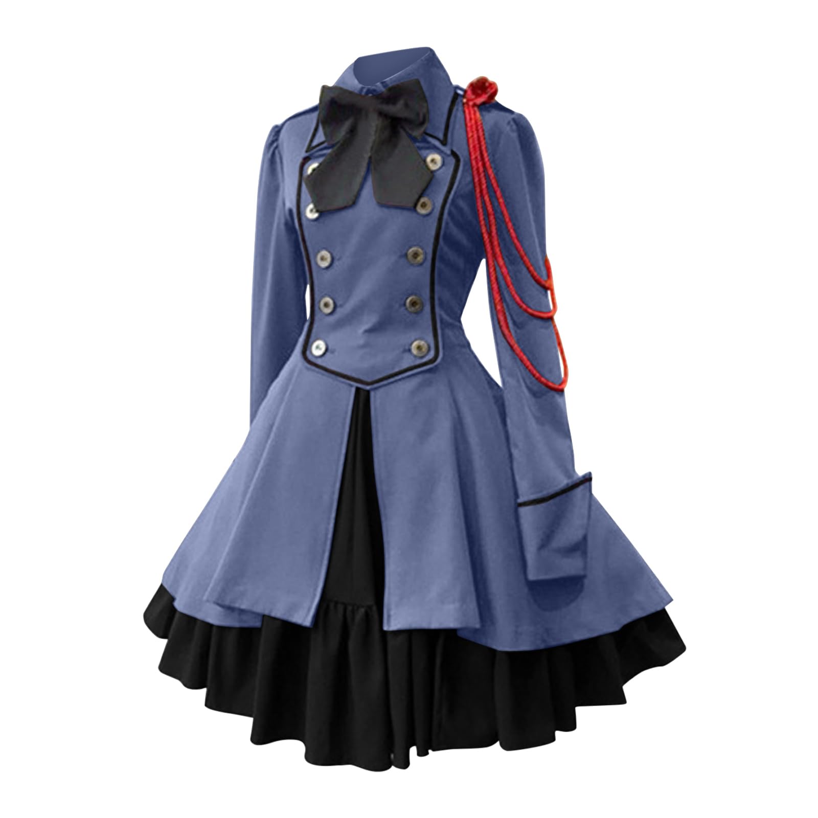 Genérico Vestidos Medieval Mujer,Vestido Medieval Princesa Manga Campana Escote Tejido Fluido Cintura Ajustada Falda Evasé Largo Elegante Dama Corte Espalda Abierta Broche Decorativo Renacentista