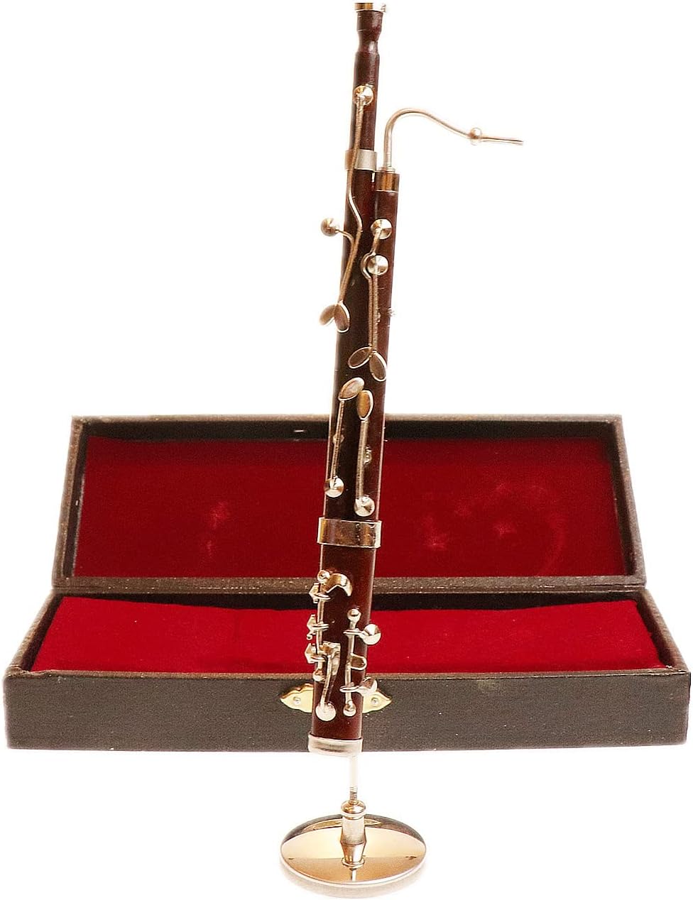 Fagot en miniatura con soporte y estuche, mini instrumento musical réplica de fagot, figuras coleccionables, accesorios para casa de muñecas, modelo