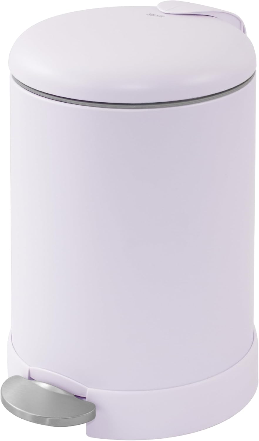Glad Small Trash Can, 1.2 Gallon | Round Stainless Steel Garbage Bin with Soft Close Lid &amp; Step Foot Pedal | Metal Waste Basket with Removable Inner Bucket, Lavender