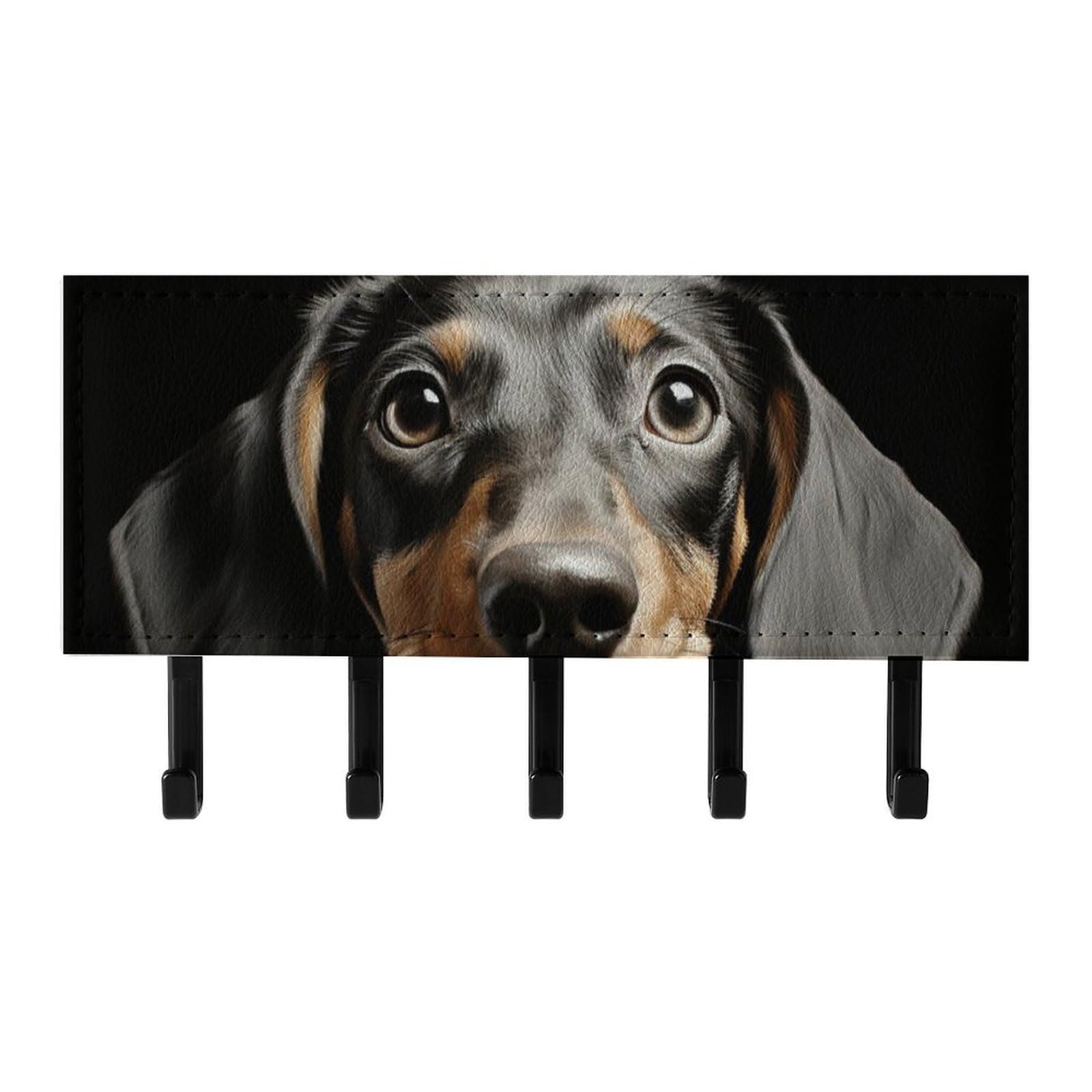 QMNLKH Pad Dachshund Wall Mounted Key Rack for Home, No Drilling Key Holder with 5 Hooks, Self Adhesive Keys Chain Organizer for Hallway, Keys Hanger Shelf for Office, Doorway Black