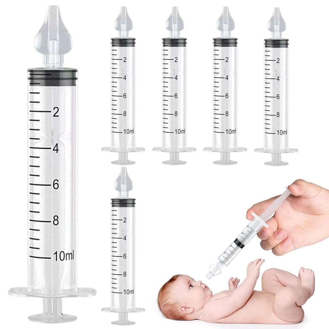 Système de rinçage des sinus, mouches bébé seringue nasale Lot de 6-Dispositif, seringues avec embouts silicone souple, Professionnel pour irrigateur nasal nettoyeur de nez pour nourrisson portable