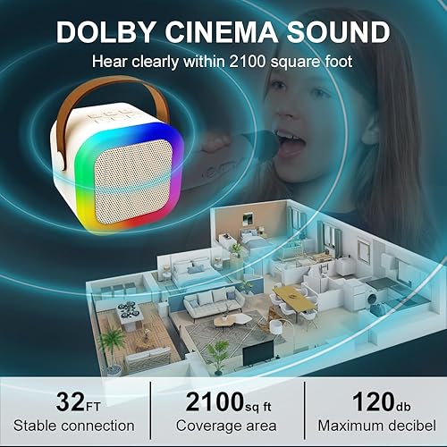 Miniatura 2 de Mini máquina de karaoke para niños, altavoz Bluetooth portátil con 1 micrófono inalámbrico de karaoke, juguetes musicales, regalos de cumpleaños de