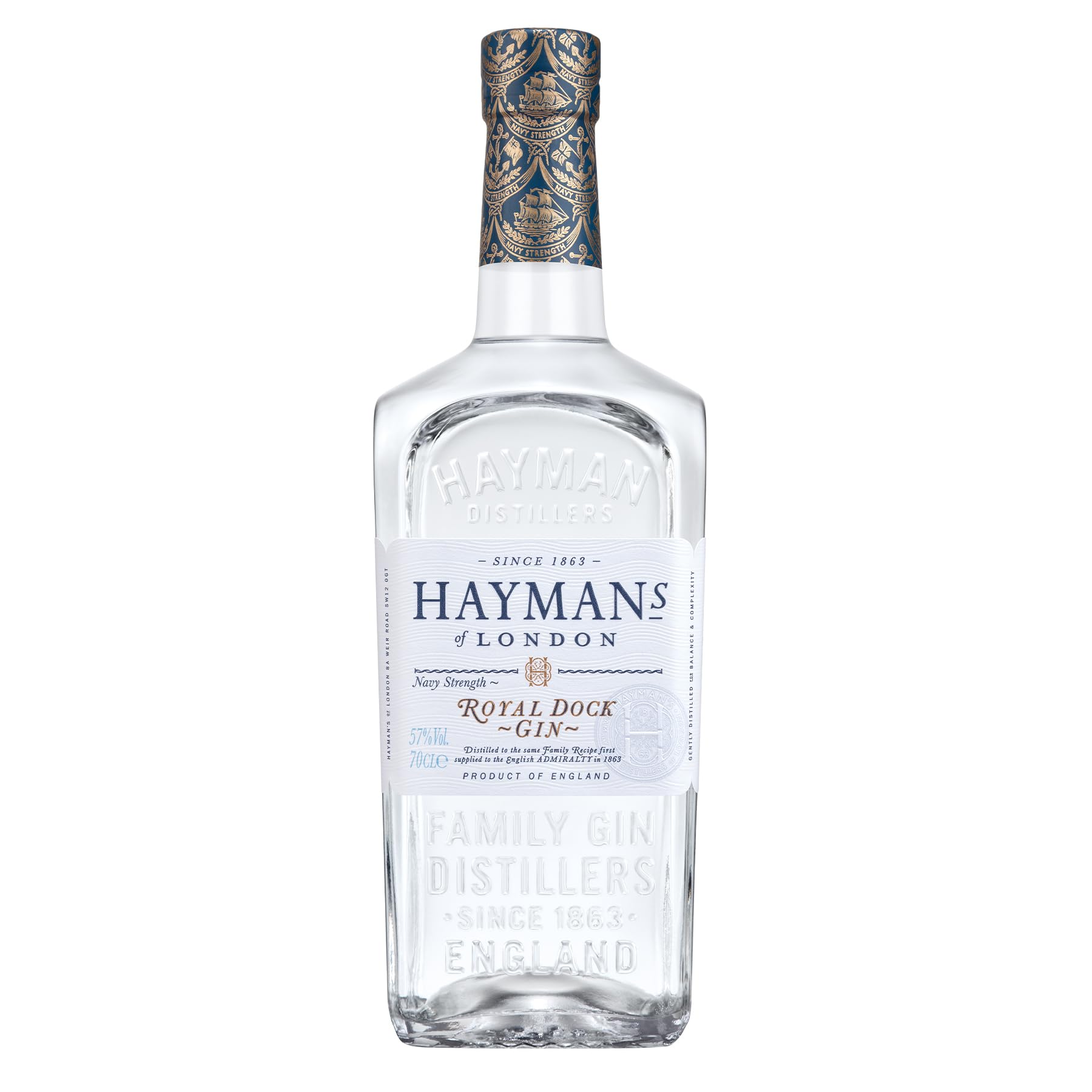 Hayman’s Royal Dock Gin – 70cl 57% ABV – Multi Award-Winning Navy Strength Gin, Family Distilled since 1863 – Made in London