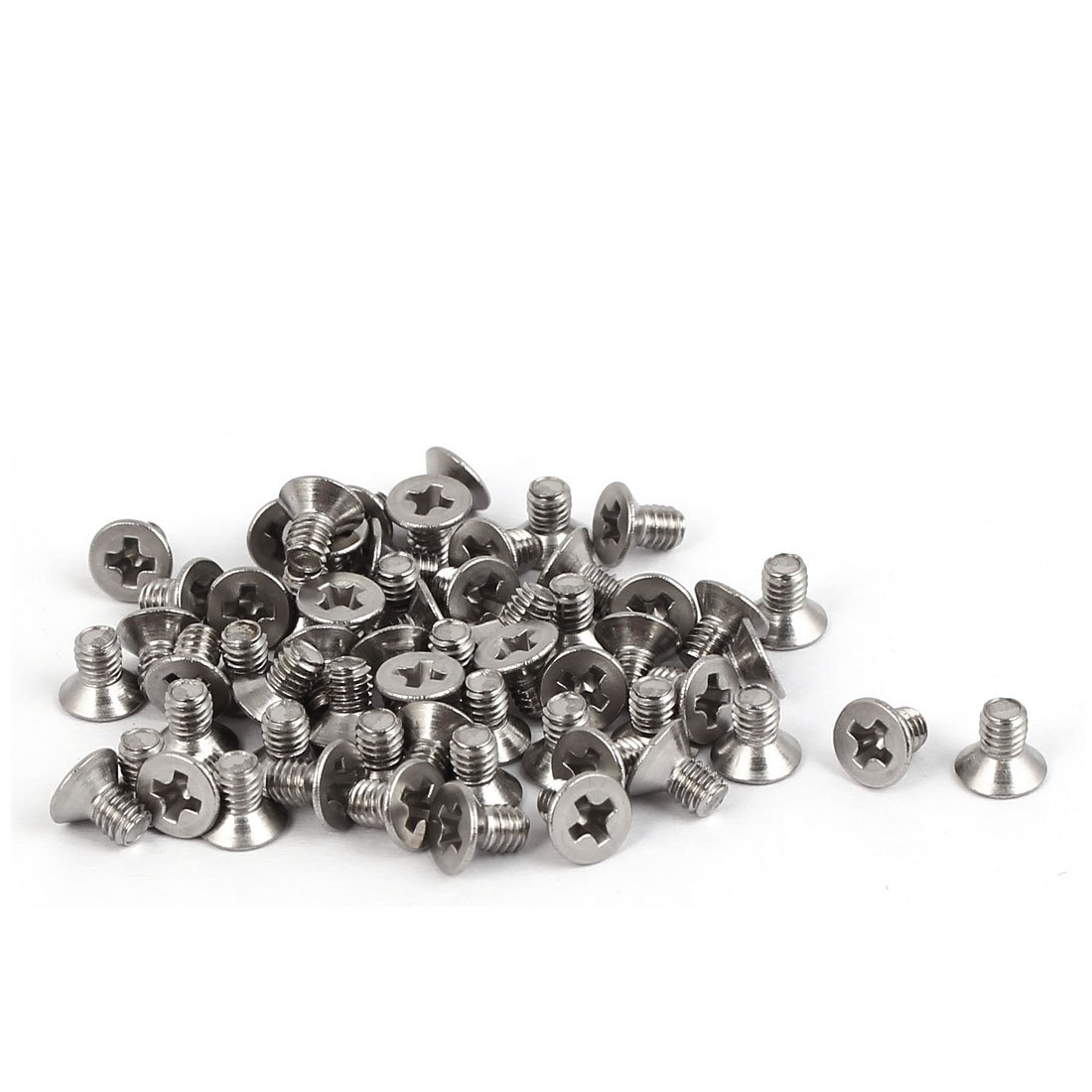 Uxcell Silver Sourcingmap M2.5x4mm 316 Stainless Steel Flat Head Phillips Machine Screws Bolts 60 Pcs