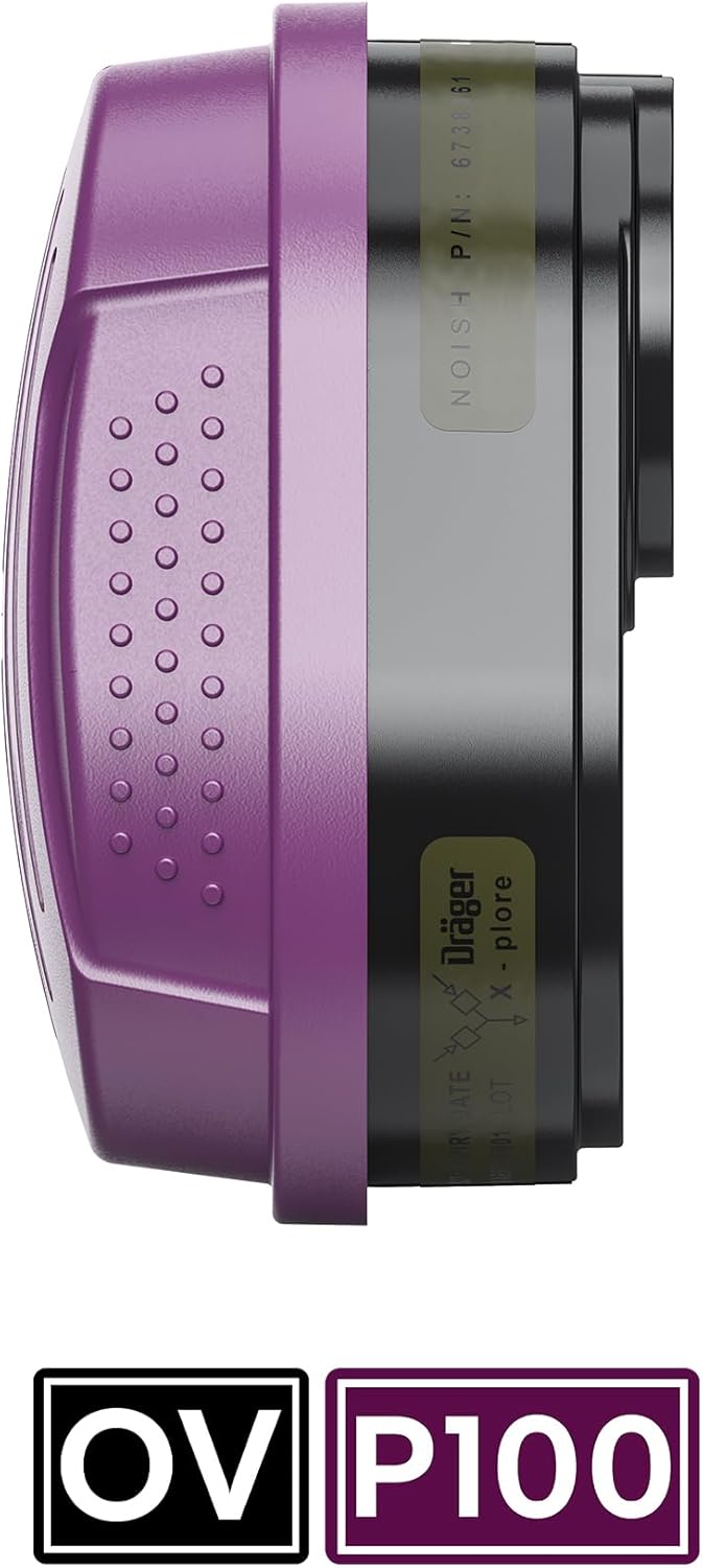 Dräger X-plore Combination Cartridge for Organic Vapors, Oil and Solid Particulates (OV/P100) | 2 Pieces | NIOSH-Approved X-plore 5500 Full-Face & 3300/3500 Half-Face Respirator Masks - Image 9