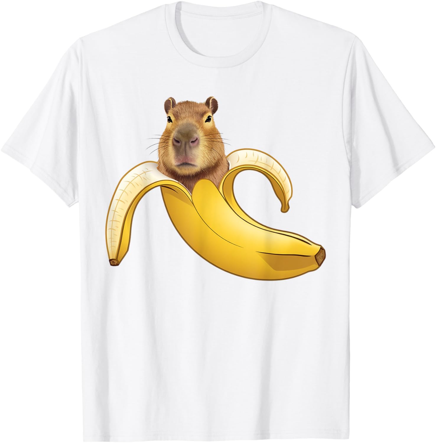 Inextone Men's White Funny Capybara Lovers Banana Capybanana T-Shirt (M,)