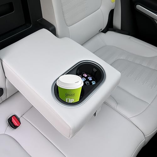 Miniatura 5 de Paquete de 2 posavasos absorbentes para portavasos de automóvil, posavasos de cerámica con parte trasera de corcho y ranura para los dedos,