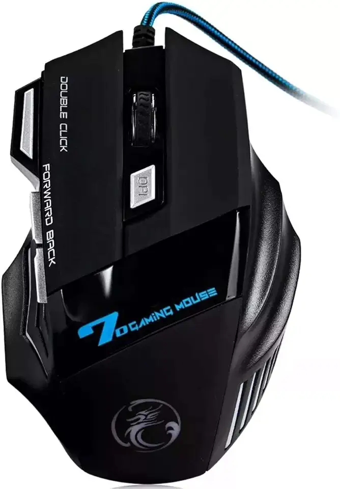 Mouse Gamer Laser 3200dpi Profissional Usb Led 7 Botões com Botão Double Click Pc Notebook Mac Xbox Series X S Ps4 e PS5