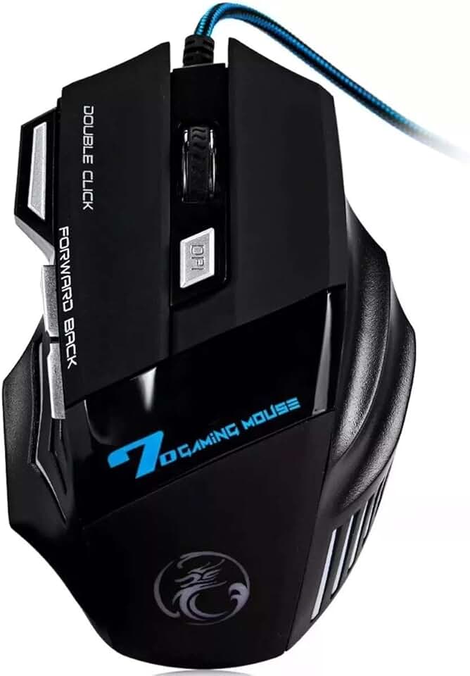 Mouse Gamer Laser 3200dpi Profissional Usb Led 7 Botões com Botão Double Click Pc Notebook Mac Xbox Series X S Ps4 e PS5