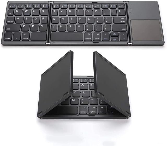 Foldable Bluetooth Keyboard, Pocket Size Portable Mini BT Wireless Keyboard with Touchpad for Android, Windows, PC, Tablet