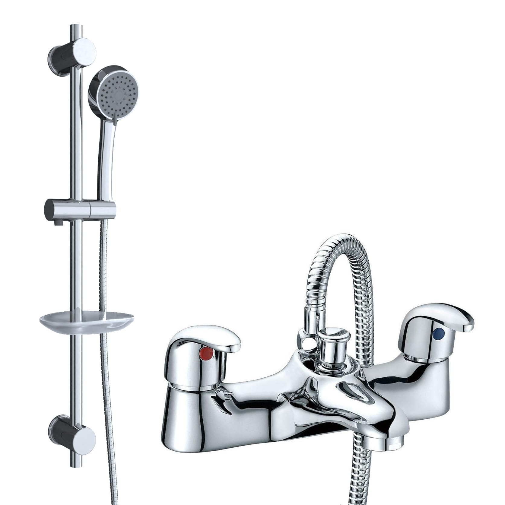 Nes Home Deck Mounted Bath Filler Shower Mixer Slider Rail And Handset Kit
