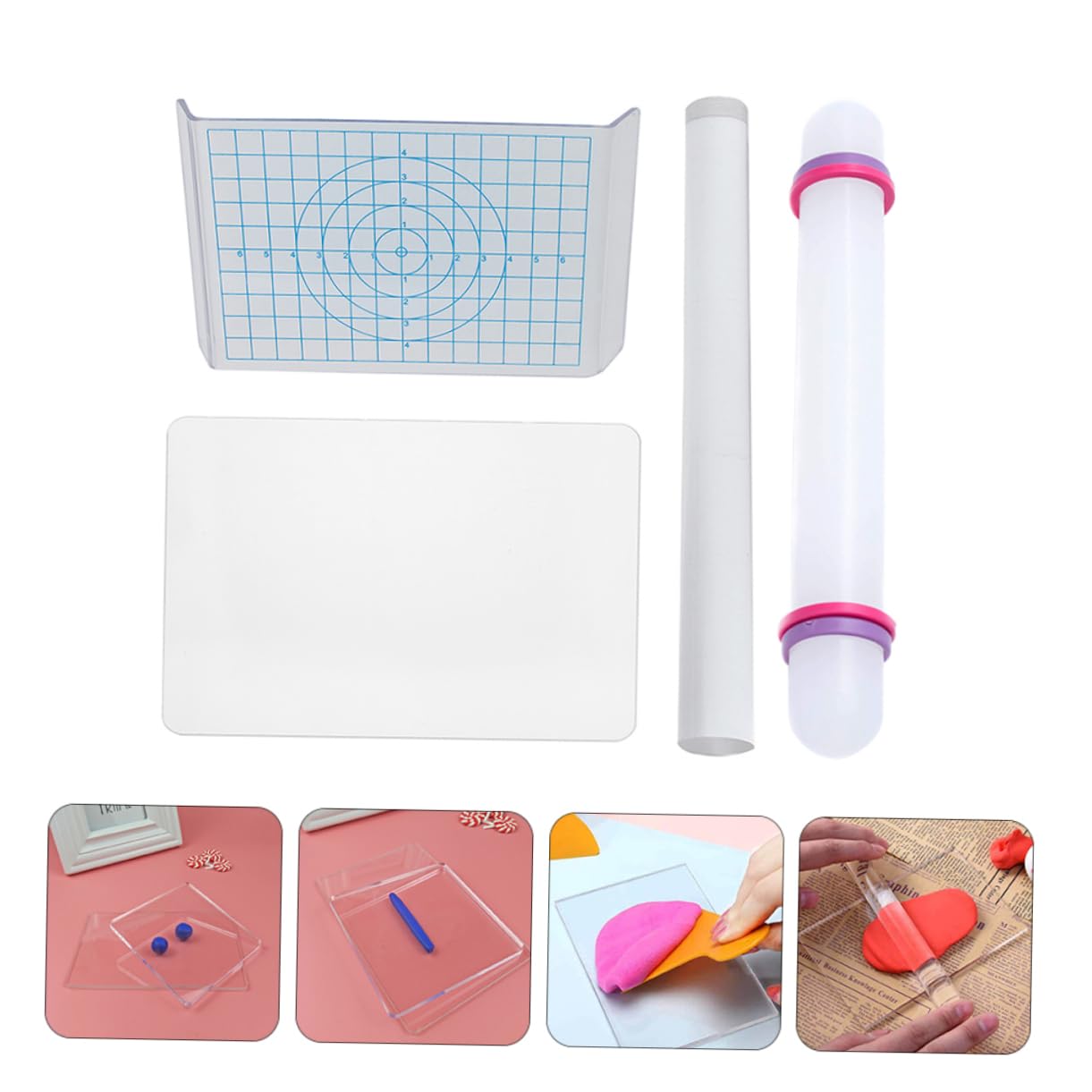 HOMSFOU Complete Set of Clay Sculpting Tools Y-Shape Acrylic Roller Non-Stick for Modelling Clay Handmade DIY Tools for Parent-Child Activity