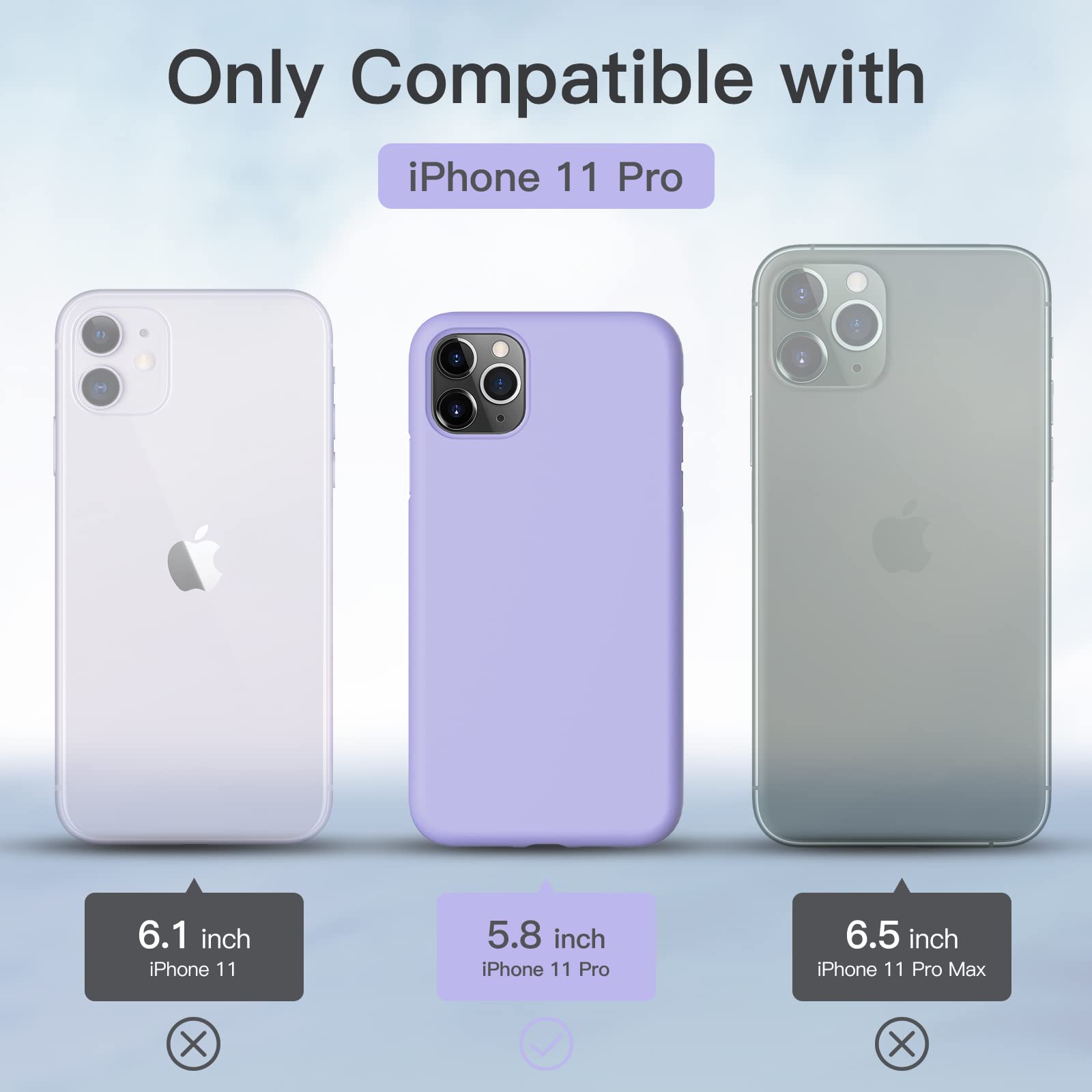 GOODVISH Cover in Silicone Morbida Compatibile con iPhone 11 Pro 5.8 '', con Fodera in Microfibra, Custodia Protettiva Antiscivolo Progettata per iPhone 11 Pro Case, Viola