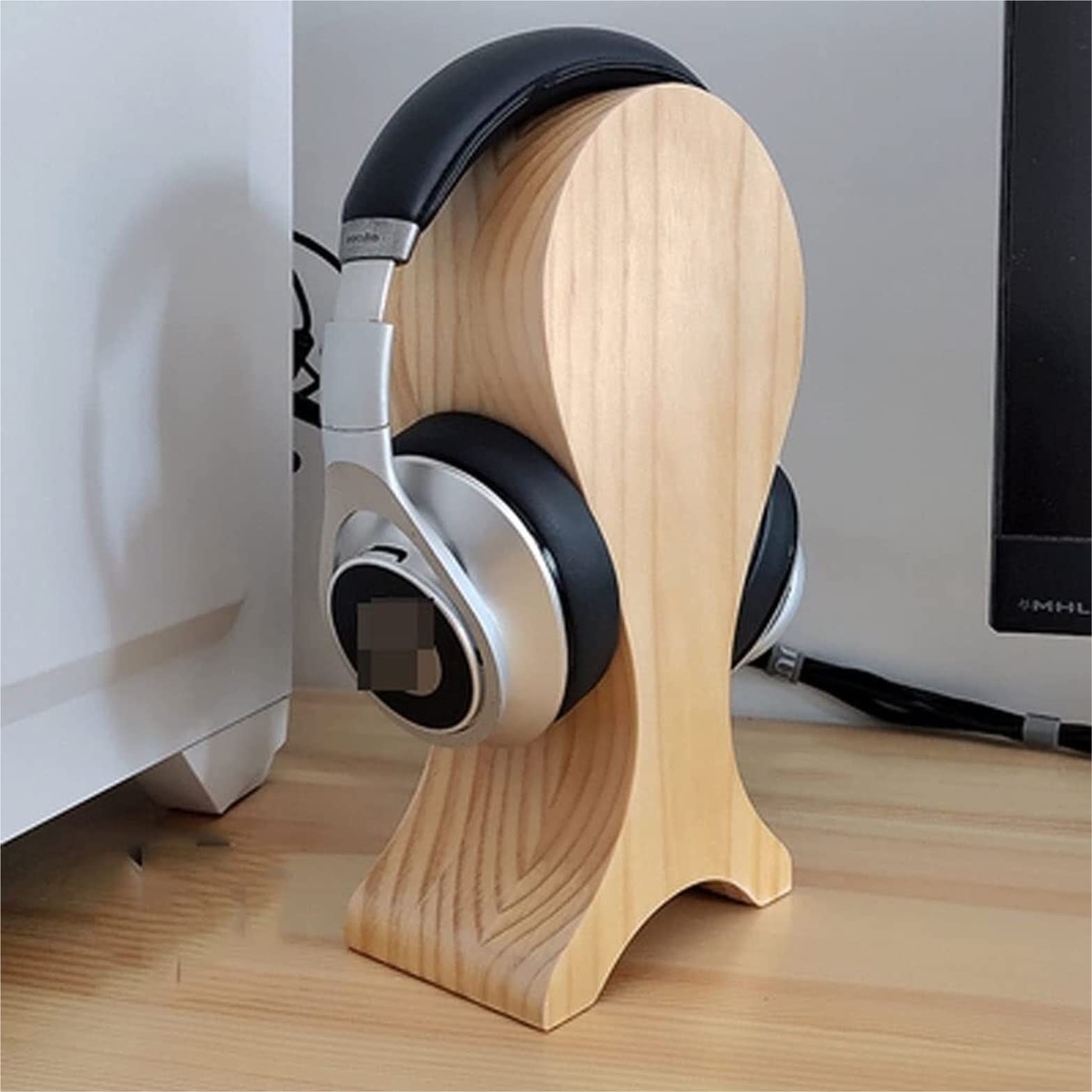 Porta Cuffie Supporto Cuffie Supporto per Cuffie in Legno Massello Supporto per Cuffie A Forma di Pesce Stroage da Tavolo Montato sulla Testa Porta Cuffie da Scrivania(A)