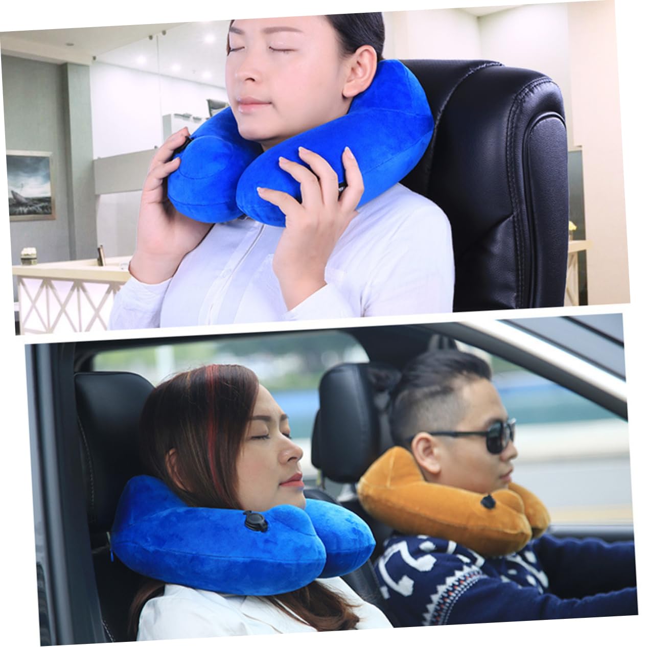 Cabilock Almohada de Viaje Inflable en Forma Soporte Cervical