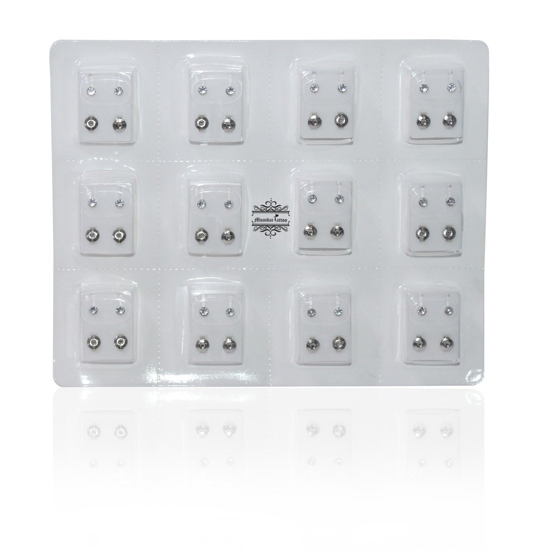 Womens Mumbai Tattoo Sterilized Piercing Earring Stud Silver (24 Pcs) (B07C6G9PL7) Amazon Price History, Amazon Price Tracker