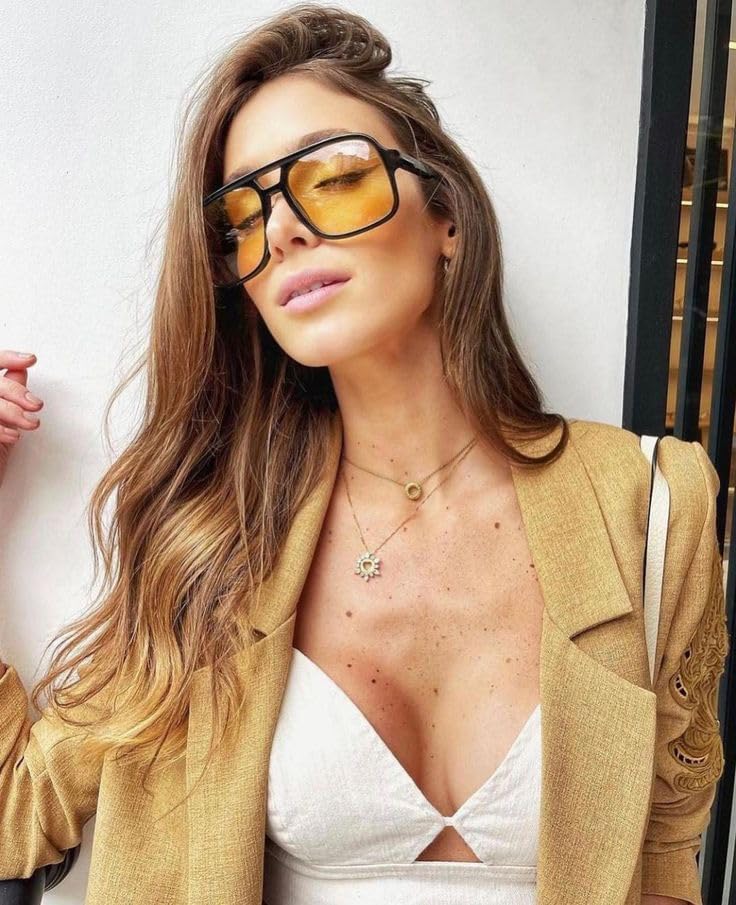 Hycredi Retro Aviator Sunglasses for Women Men, Trendy Square Shades, Vintage Classic Rectangle Sun Glasses - Image 2