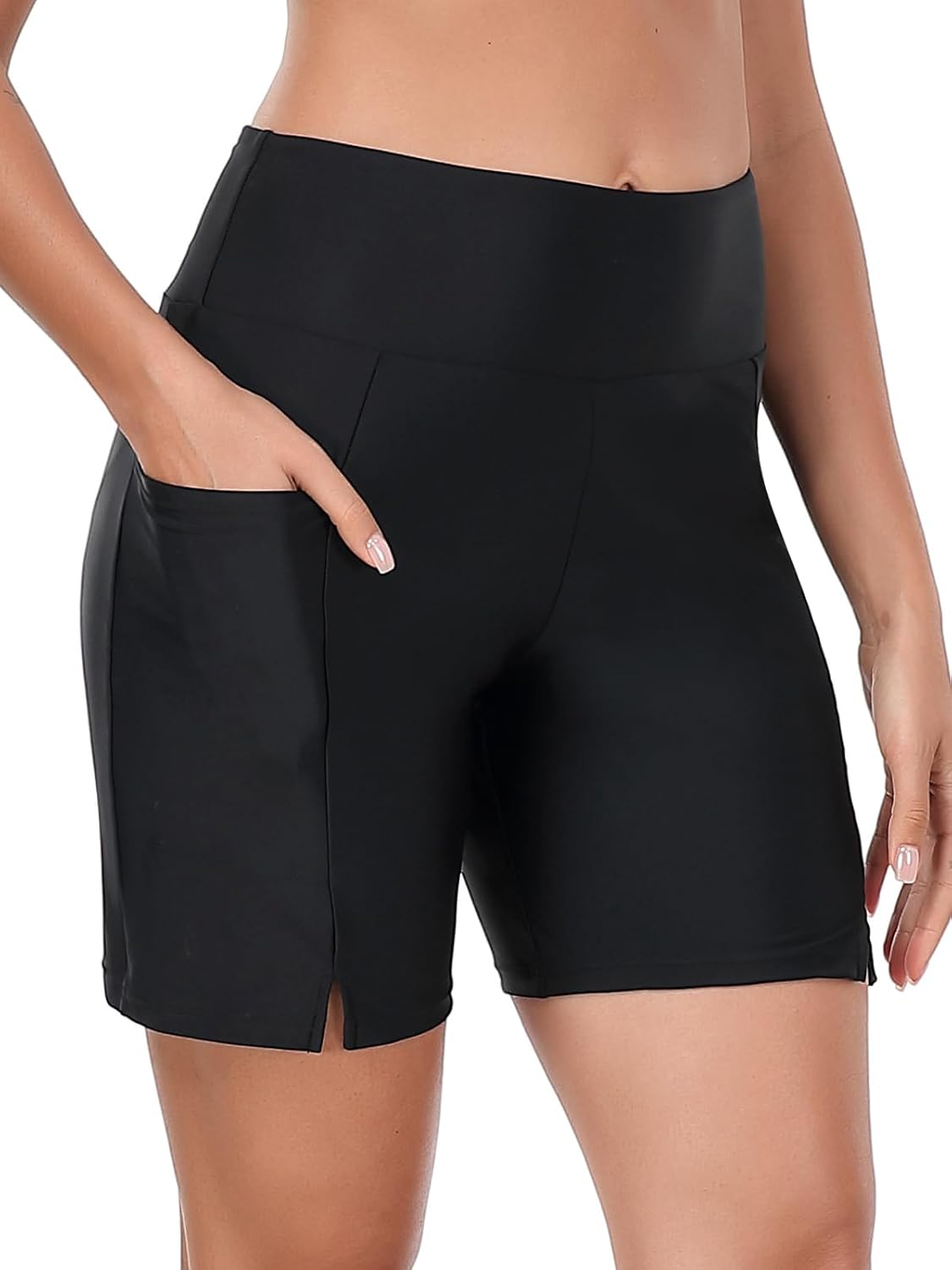 RELLECIGA Women's High Waisted Swim Board Shorts 7" Quick Dry Swimsuit Bottom with Liner