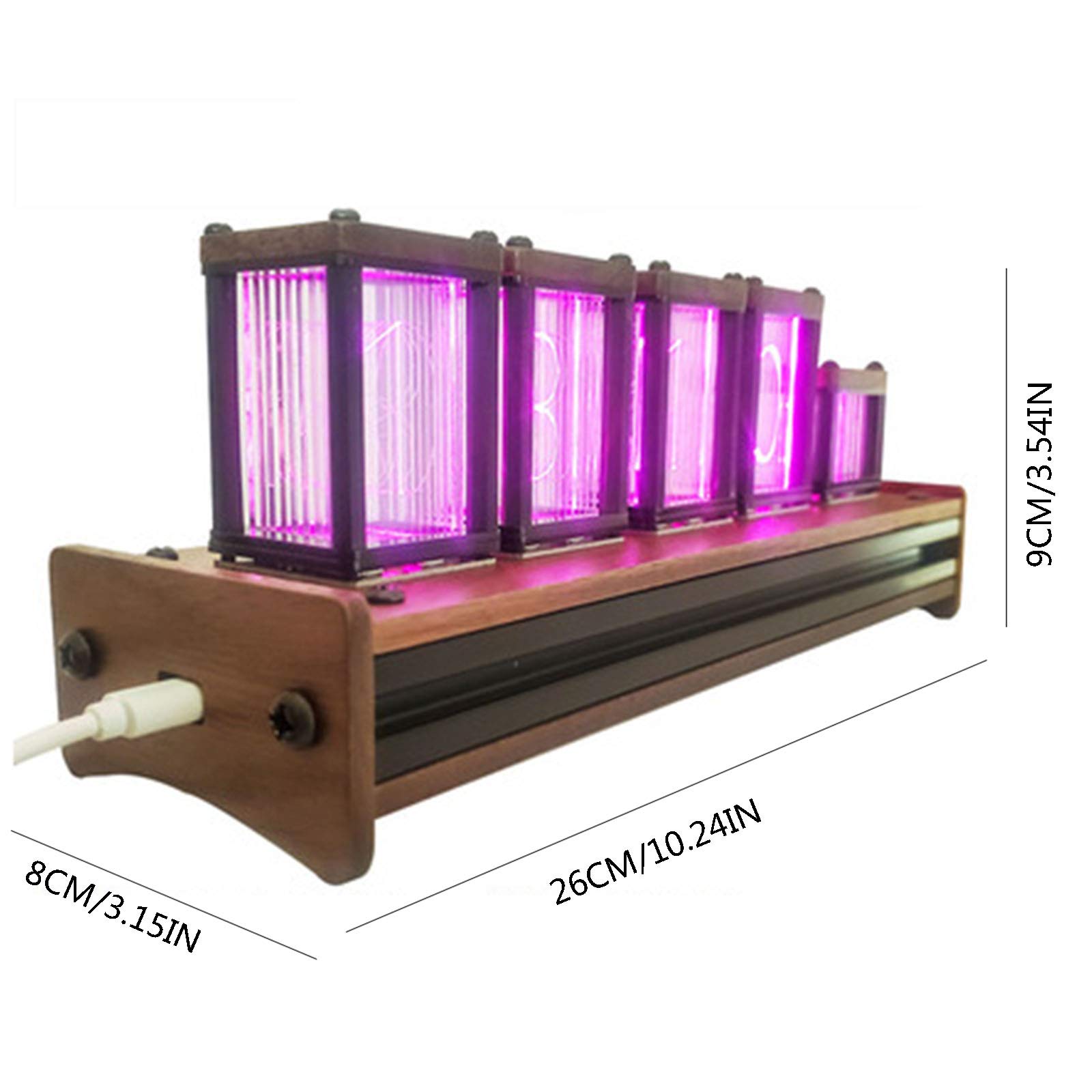 Cadeaux personnalisés, Horloge Intelligente de Tube de Lueur de LED, Horloge rétro de Tube de Nixie Polychrome, Cadeau d'anniversaire de décoration de Bureau d'horloge de