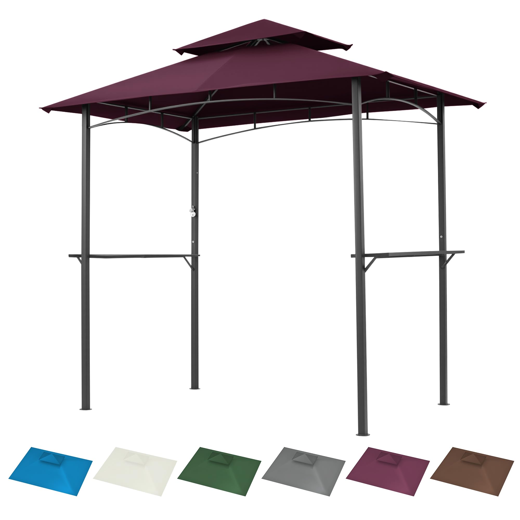 Grill Gazebo Replacement Canopy Top Only - 5' x 8' Outdoor BBQ Gazebo Canopy Roof, Waterproof Double Tiered Shelter Cover Fit for L-GG001PST-F (5 * 8FT-Claret)