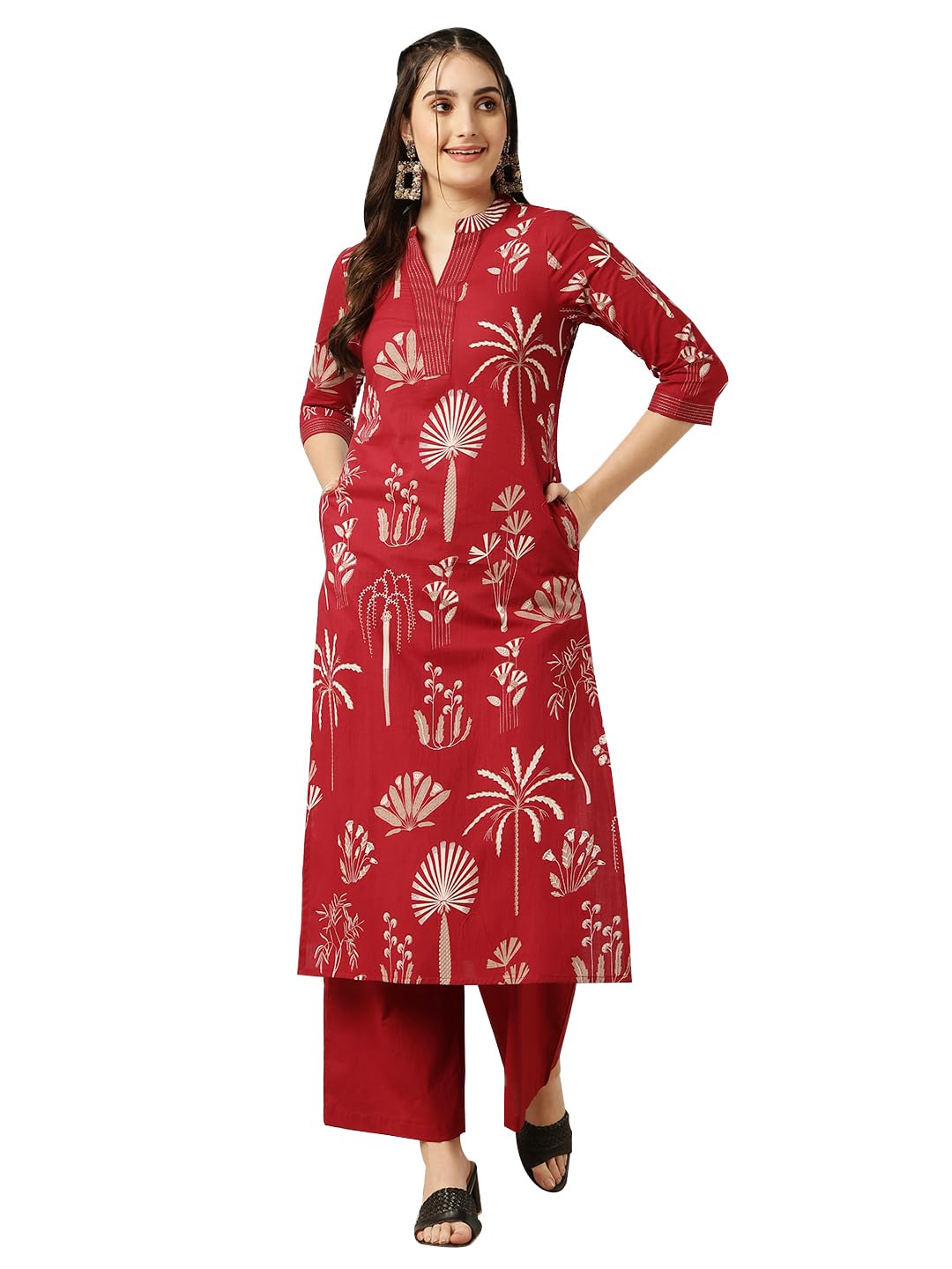 gulmohar jaipur Women's Rayon Calf Length Printed Straight Kurta Bottom Set-picture-41
