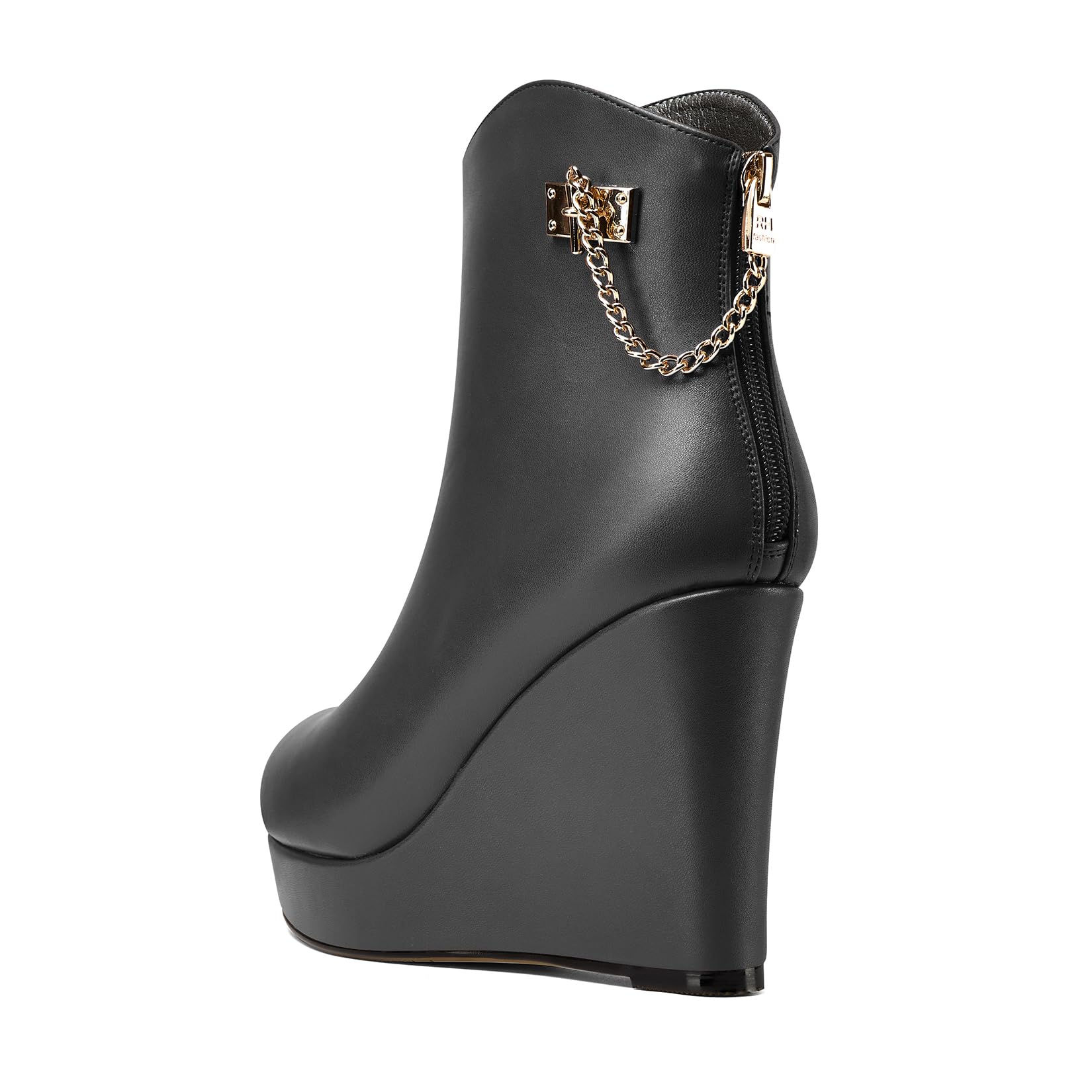 Castamere Donna Alto High Zeppa Piattaforma Tacco Heel Rotonda Punta Stivaletti Cerniera Catena Metallo Slip-on Dress 10 CM Heels