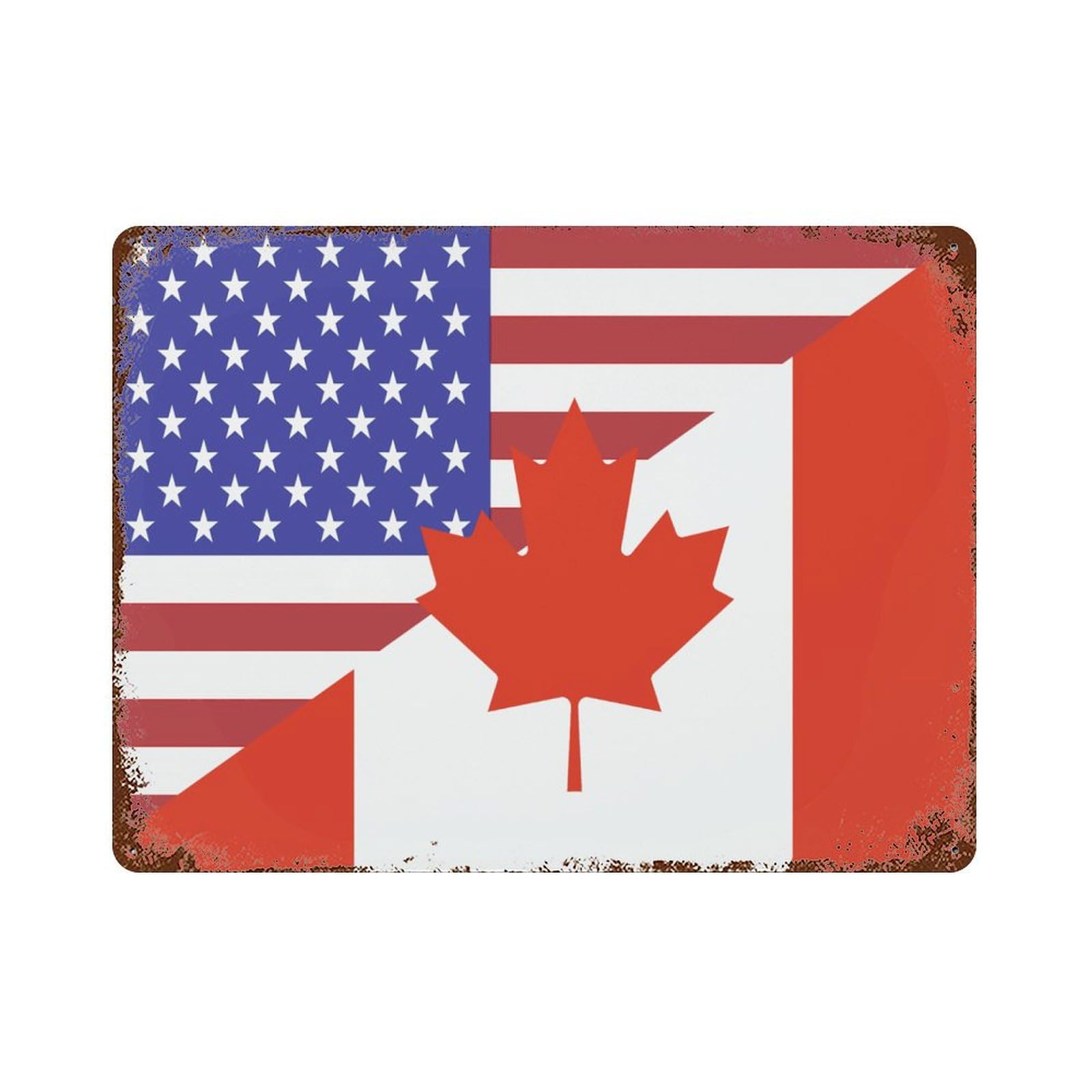 KWQDOZF America Canadian Flag 1 Theme Metal Tin Sign,Vintage Iron Hanging Plate Horizontal with Rust Poster Wall Decor 12x16inch