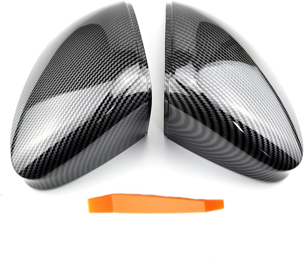 1 Pair Carbon Fiber Pattern Exterior Rearview Mirror Housings Door Mirror Covering Caps without Assist Lane Change Compatible with VW Golf 8 MK8 2020 2021