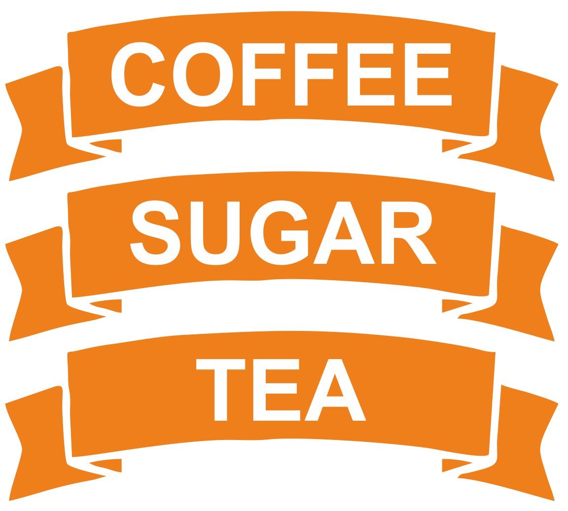 CRibbon Set of Coffee/Tea/Sugar Vinyl Stickers/Labels for Storage Jars canisters (Orange)