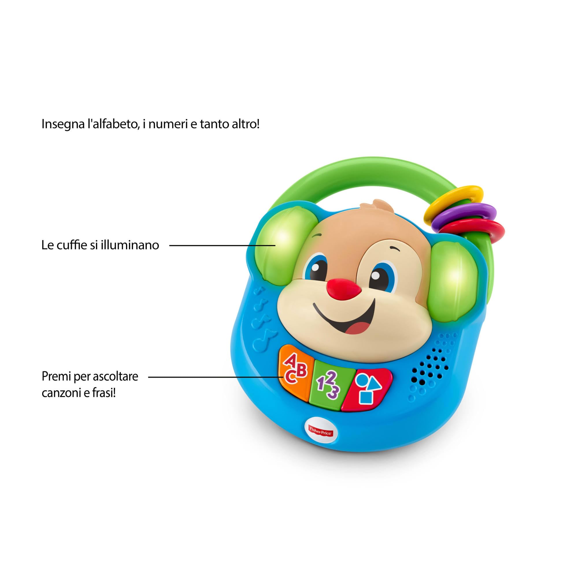Fisher-Price - Lettore Musicale Canta e Impara, Giocattolo Elettronico Ridi per Bambini 6-36 Mesi, FPV06