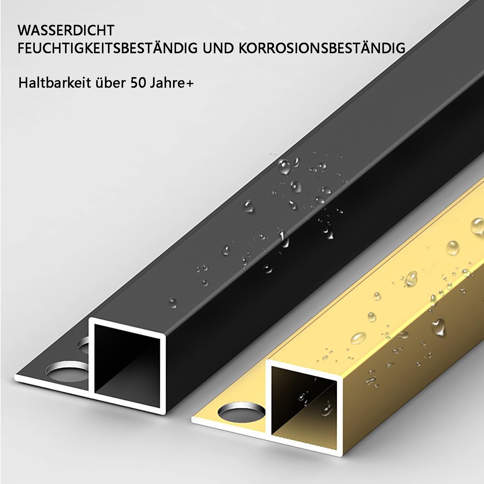 Perfil De Baldosas En Aluminio para Esquinas 125 Cm* 2 Piezas Resistente Protección De Bordes para Paredes Y Suelos Ideal para Baño, Cocina Y Salón(Gold,Width:15mm)