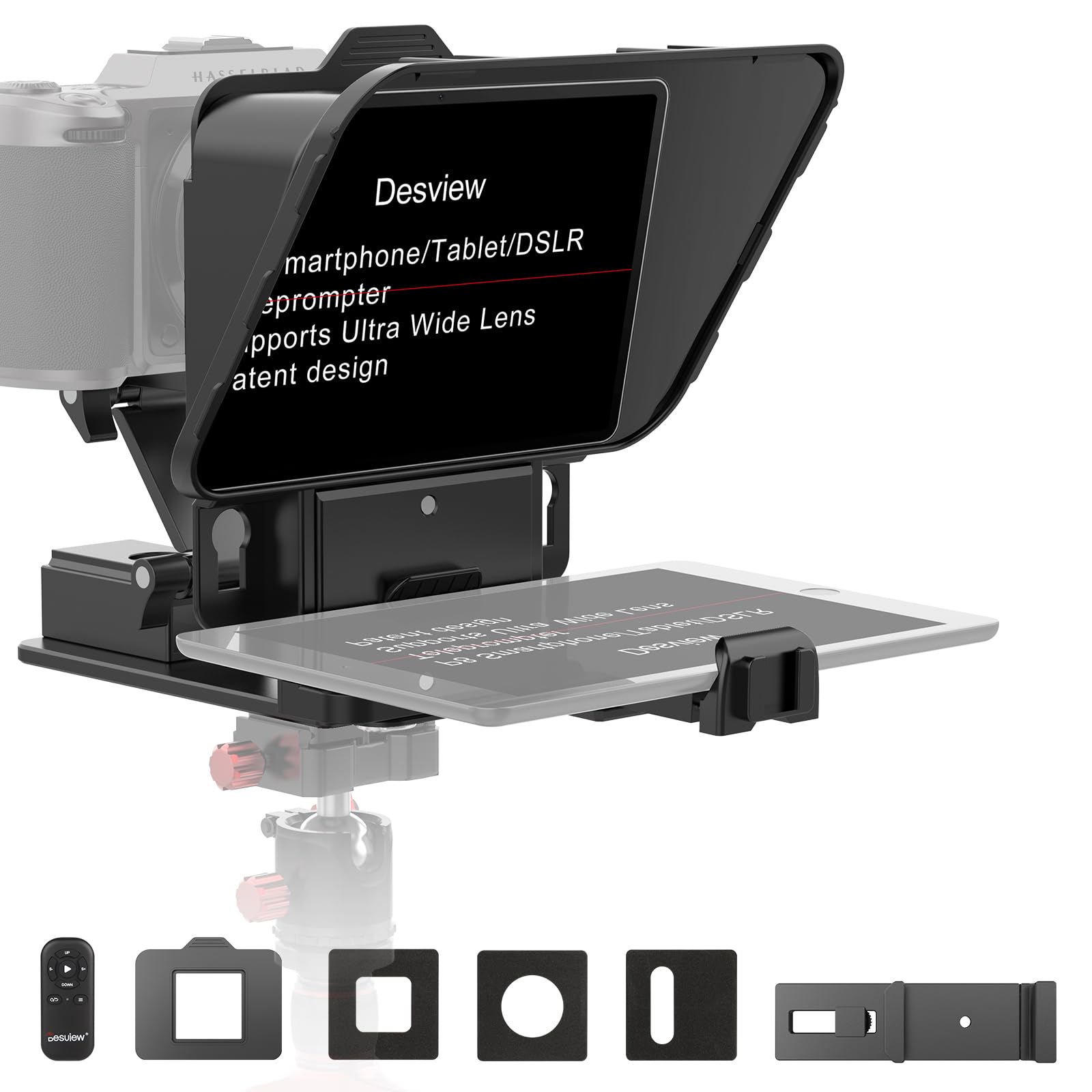 Desview P8 Teleprompter for Smartphone iPad Tablet Camera, Prompter with Remote Control and App, Carry Bag - Ideal for Online Lessons, Livestreams & Vlogging