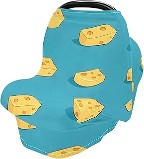 Qilmy Cheese Baby Car Seat Cover, Multi-Use Breathable Breastfeeding & Stroller Cover, Shower Gift for Boys & Girls