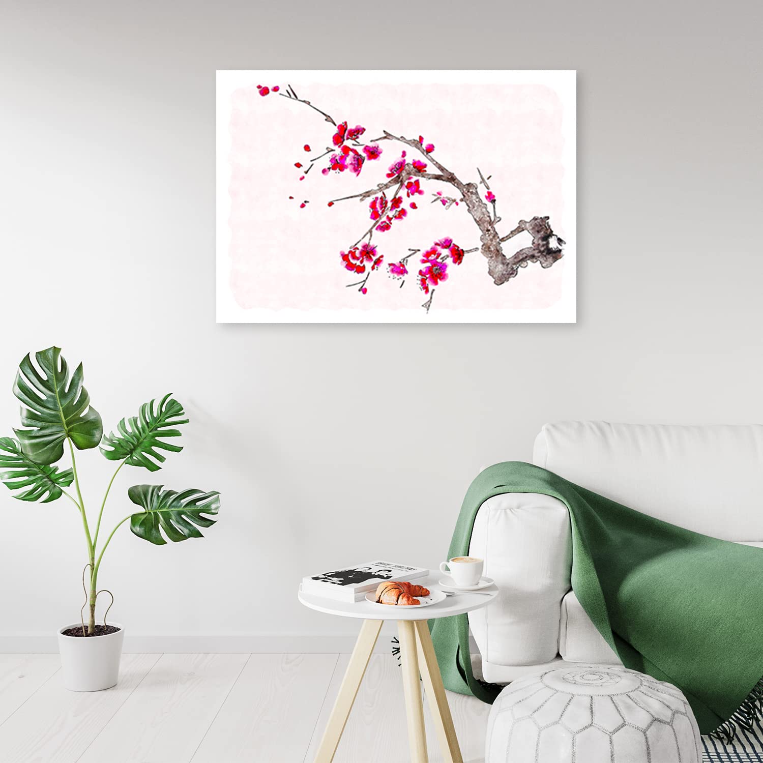 Tableau Sur Toile 100x40cm - Impression Fleurs De Cerisier Japonaises - ARTTOR