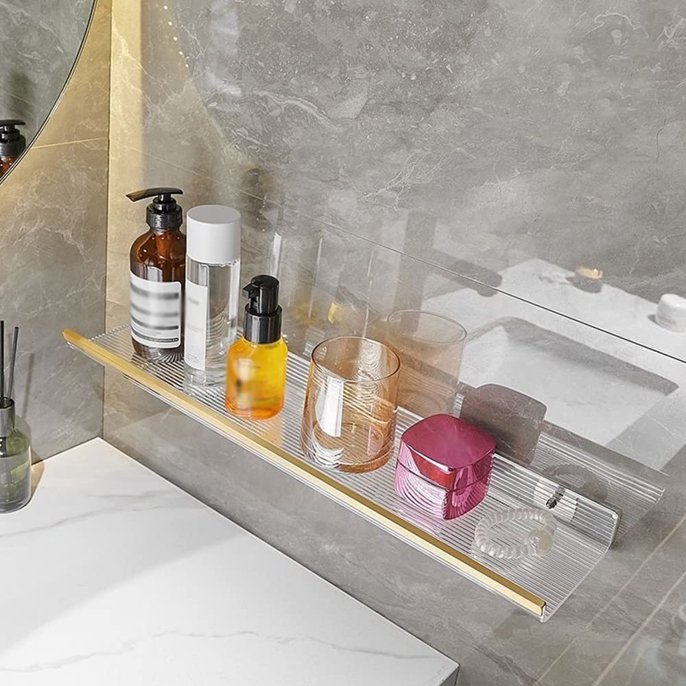ZJHFFFG Bathroom Shelf No Drilling Corner Shower Caddy Wall Mounted Transparent Acrylic Mirror Frontcosmetic Skin Product Storage Rack