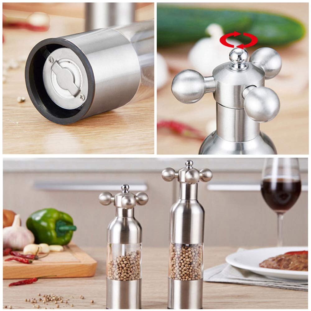 2 Pièces Salières Et Poivrières En Verre Et Acier Inoxydable - Moulin à Sel Et Poivre Avec Broyeur Céramique Réglable 2 Pièces Salières Et Poivrières En Verre Et Acier Inoxydable - Moulin à Sel Et Poivre Avec Broyeur Céramique Réglable