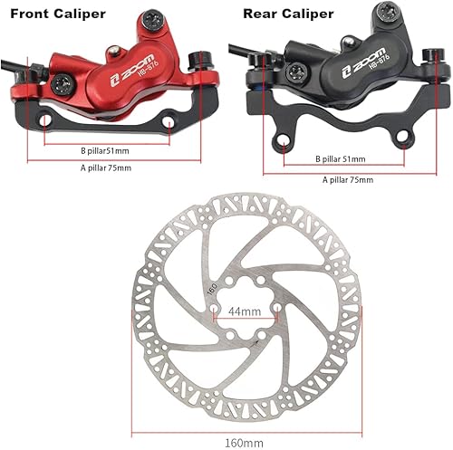 Miniatura 4 de JFOYH Zoom HB876 - Juego de frenos de disco hidráulico de 4 pistones para bicicleta de montaña, kit de freno de disco de bicicleta con rotores de