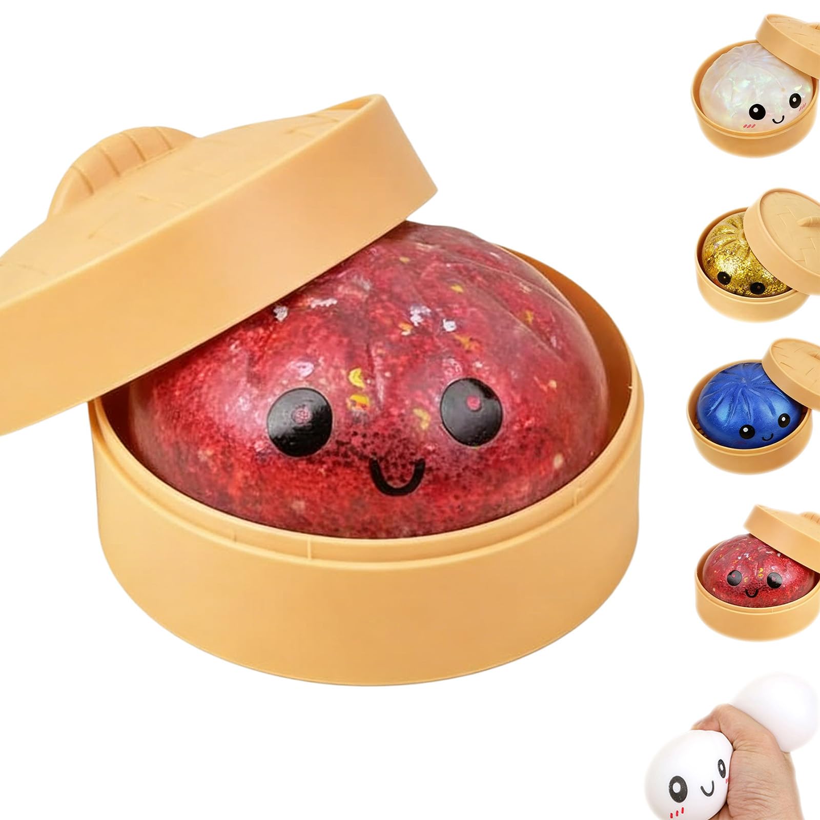 2026 Upgrade Glitter Dumpling Squishy Box,Squishy Dumpling,Anxiety Relief Fidget (Transparent) — view 7