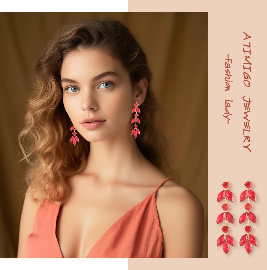 ATIMIGO Elegant Crystal Dangle Wedding Earrings for Brides Sparkly Rhinestone Marquise Drop Dangling Earrings for Women Bridesmaids Prom Formal - Image 3