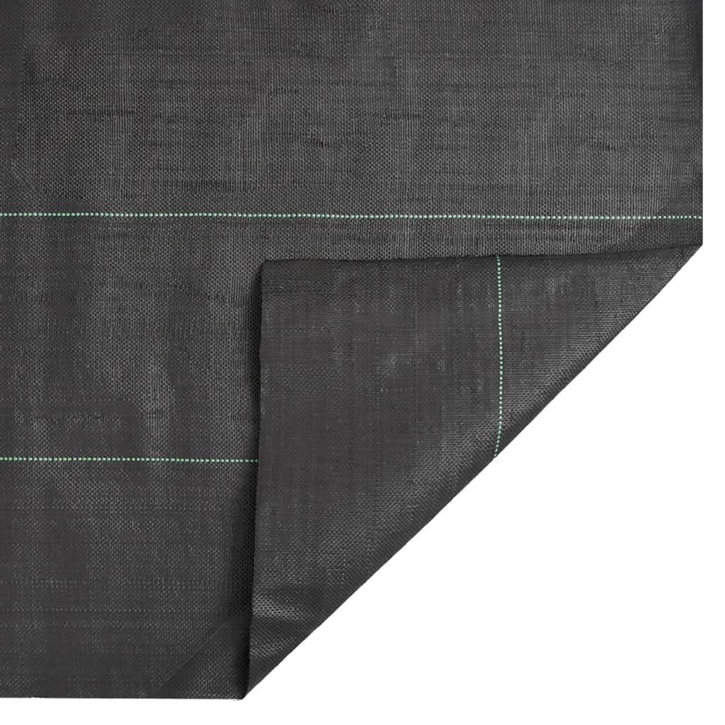 Unkrautvlies Schwarz 1x50 m PP Gartenvlies Mulchvlies Bodenabdeckung mit grünen Streifen 150 g/m² für Beet, Terrasse, Weg und Landschaftsbau zur Unkrautkontrolle und Rasenpflege