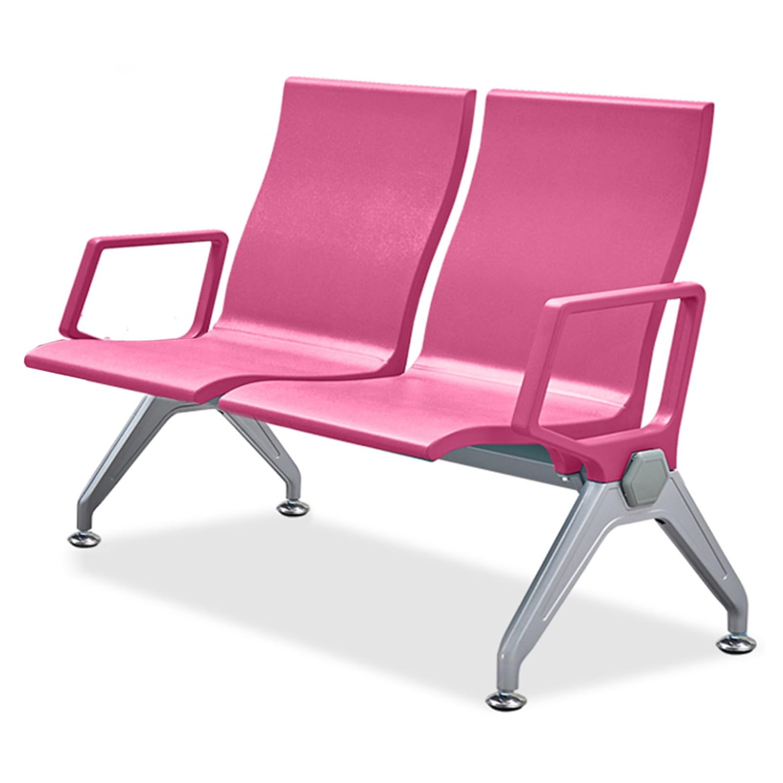 SnamicE Waiting Room Chairs,Green Waiting Room Chairs - 2 Seat Polyurethane Lobby Bench with Arms for Office, Airport, Bank, Barbershop - Comfortable & Stylish,Pink