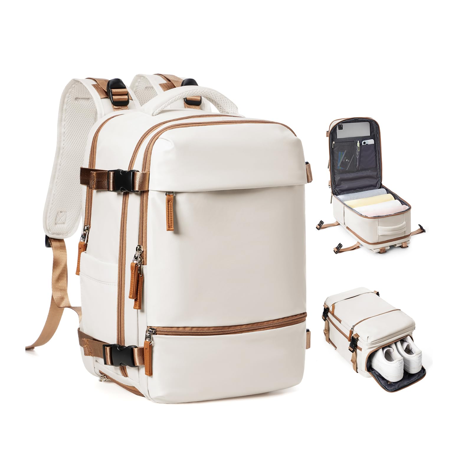 Zaino da Viaggio per Ryanair 40x20x25 Bagaglio a Mano Zaino Borse da Cabina per Ryanair Il Sedile Zaino Aereo Bagaglio a Mano Donna Borsa Cabina Viaggio Zaino Viaggio Casual Daypack,K4-Marrone beige