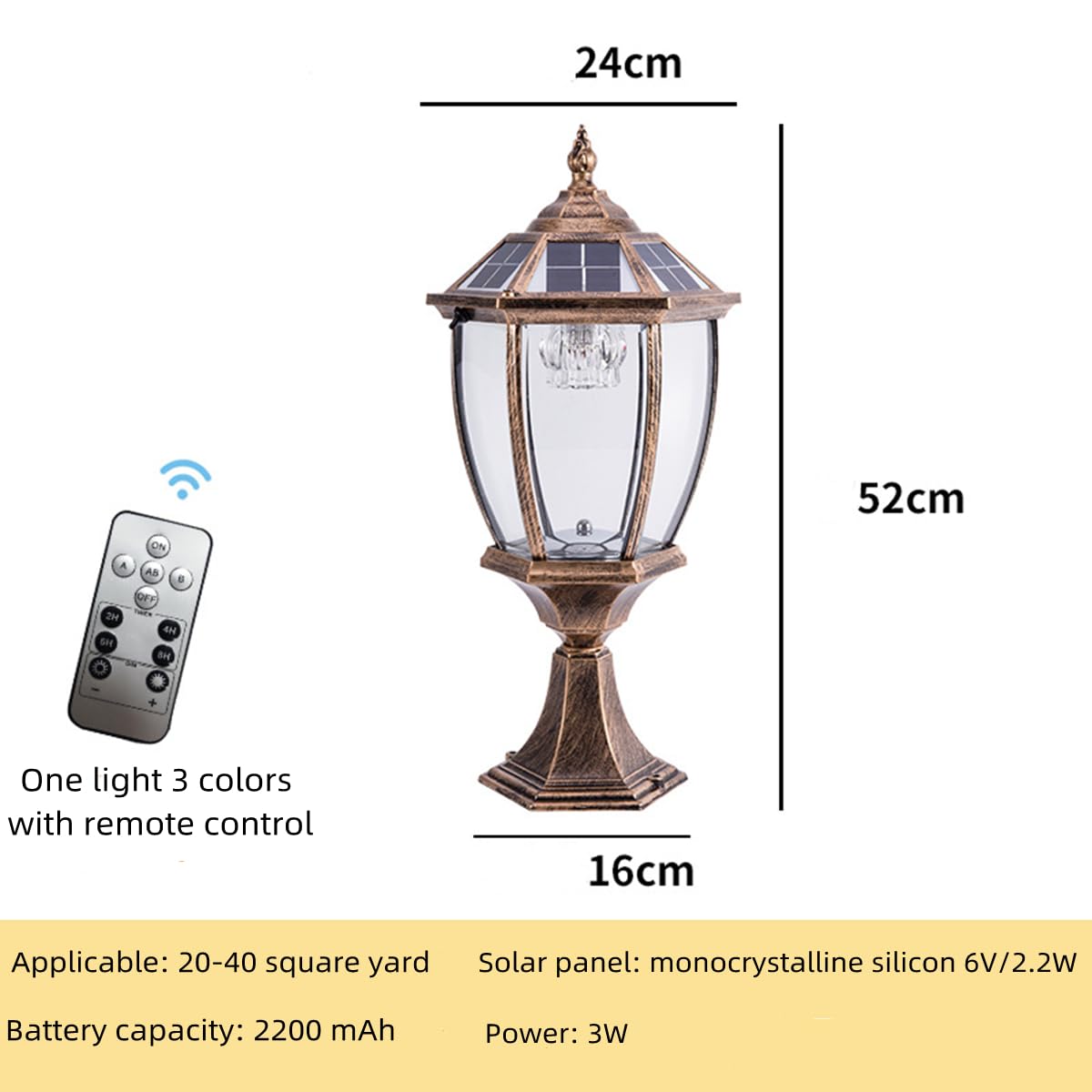 Wygięte sześciokątne lampy solarne na słupki, zewnętrzna szklana osłona, światło słupkowe LED, oświetlenie ogrodowe, oświetlenie krajobrazu, oświetlenie ogrodzeniowe, wodoodporność IP65, nowoczesna