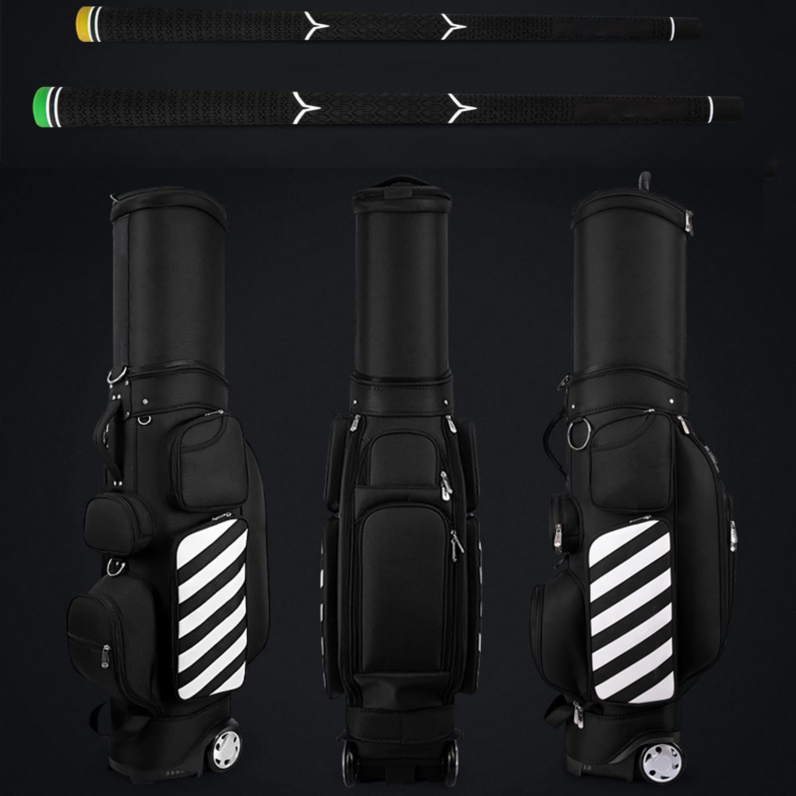 Juego de Golf de 12 Piezas para Zurdos, Juegos completos de Paquetes de Palos de Golf para Hombres, Eje de Acero al Carbono de Grafito Profesional para Palos de Golf con Bolsa de Ruedas