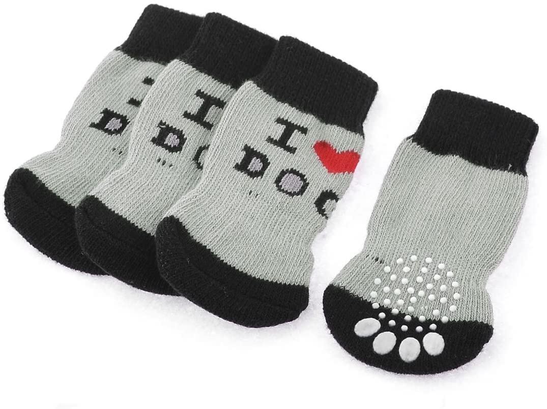 XYWHPGV 2 Pairs Heart Paw Print Warm Knitted Socks Grey (6fdfa 3ee57 d5421 fc6bc 60190 734c3