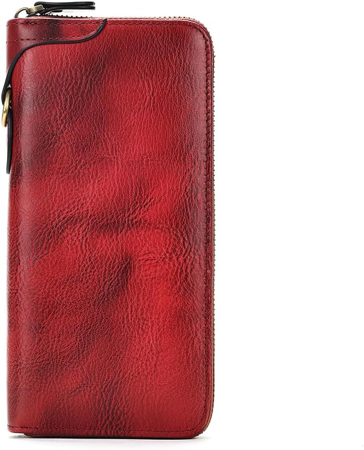 Women's Wallets Stylish Genuine Leather Tri-fold Wallet for Women - Slim, Multi-color Card Holder and Black Clutch Purse (Blue)