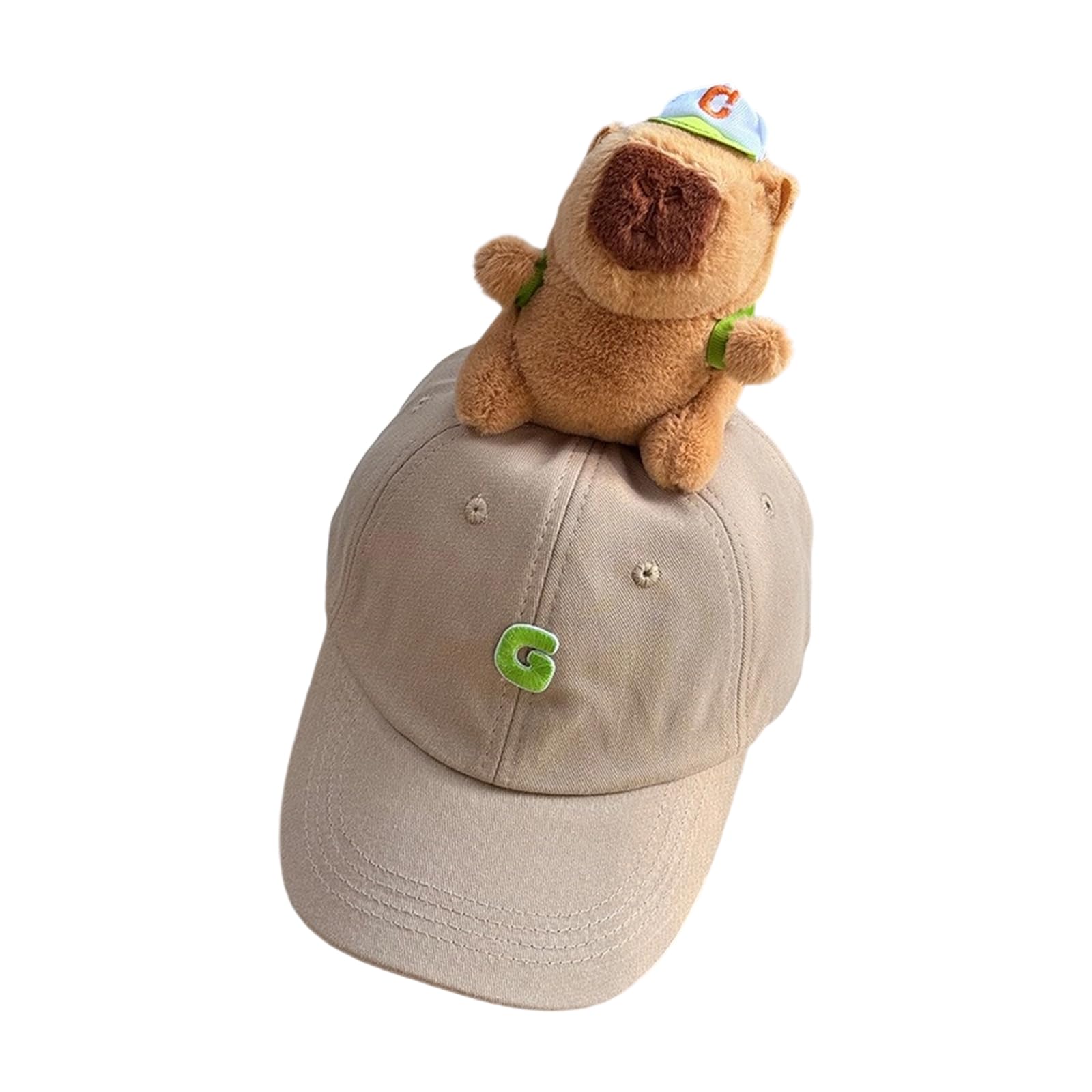 CAZSTYK 3D Plush Capybaras Baseball Hat for Animal Lover Kids and Family Gathering Activity Sunproof Long Brims Hat Headwear Sunproof