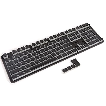 PBT Pudding Keycaps Set with Keycaps Holder Backlit Doubleshot Cherry MX Key Caps ANSI ISO Layout OEM Profile Top Print for 60% / 87 TKL/104/108 MX Switches Mechanical Gaming Keyboard(Black Pudding)